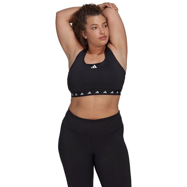 Black Women\'s Adidas Power Medium-Support Techfit Big Sports Bra | 4308917-SY