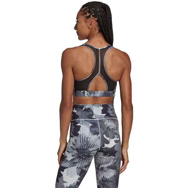 Black Women's Adidas Power Medium-Support Allover Print Sports Bra | 9245013-TN