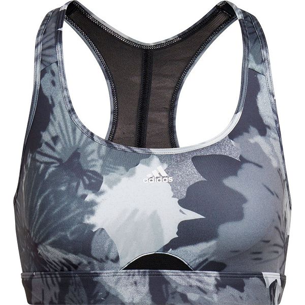 Black Women's Adidas Power Medium-Support Allover Print Sports Bra | 9245013-TN