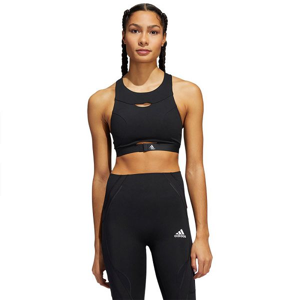 Black Women\'s Adidas Powerimpact Luxe Medium-Support Sports Bra | 8603719-LZ