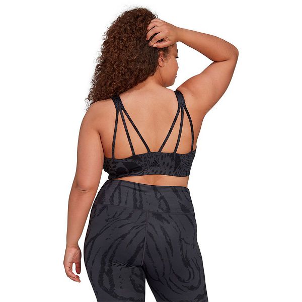 Black Women's Adidas Powerimpact Medium-Support Allover Print Big Sports Bra | 5168730-XI