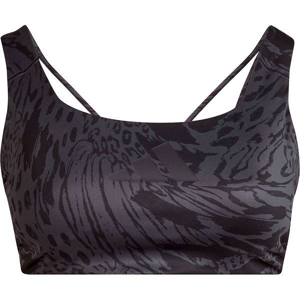 Black Women's Adidas Powerimpact Medium-Support Allover Print Big Sports Bra | 5168730-XI