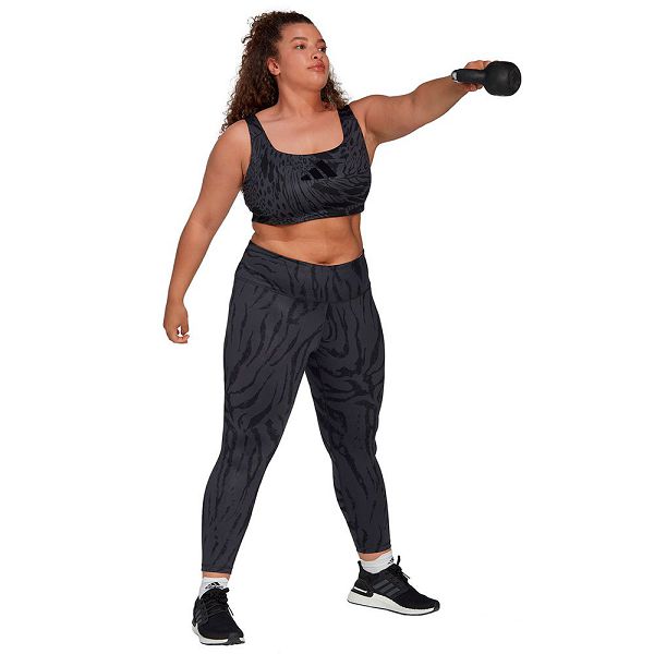 Black Women's Adidas Powerimpact Medium-Support Allover Print Big Sports Bra | 5168730-XI