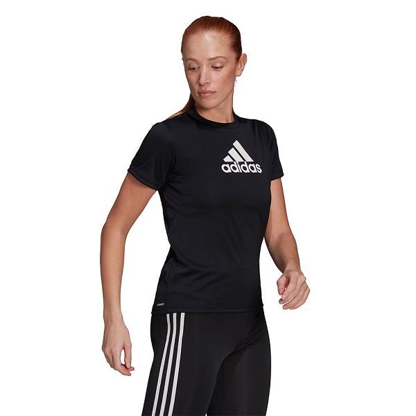 Black Women's Adidas Primeblue Designed 2 Move Short Sleeve T Shirts | 9257618-XU