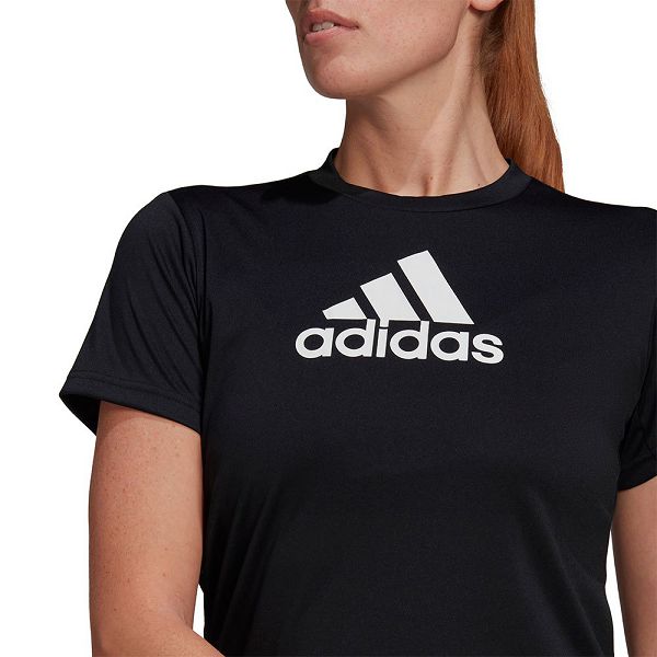 Black Women's Adidas Primeblue Designed 2 Move Short Sleeve T Shirts | 9257618-XU