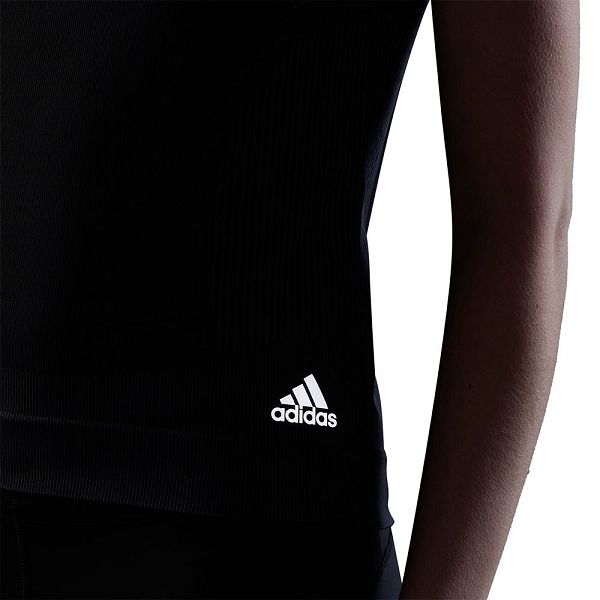 Black Women's Adidas Primeknit Short Sleeve T Shirts | 6701859-SF