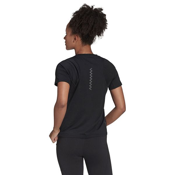 Black Women's Adidas Run Fast PB Short Sleeve T Shirts | 8026759-PF