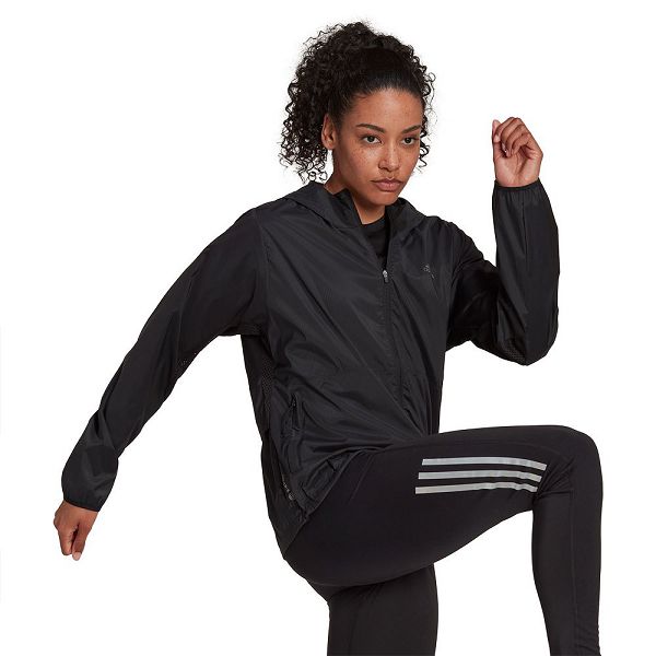 Black Women's Adidas Run Fast Solid Jackets | 7285031-CI