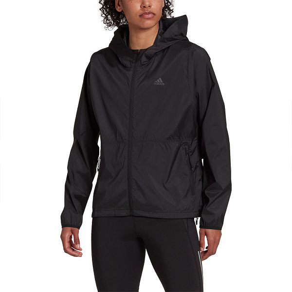 Black Women\'s Adidas Run Fast Solid Jackets | 7285031-CI