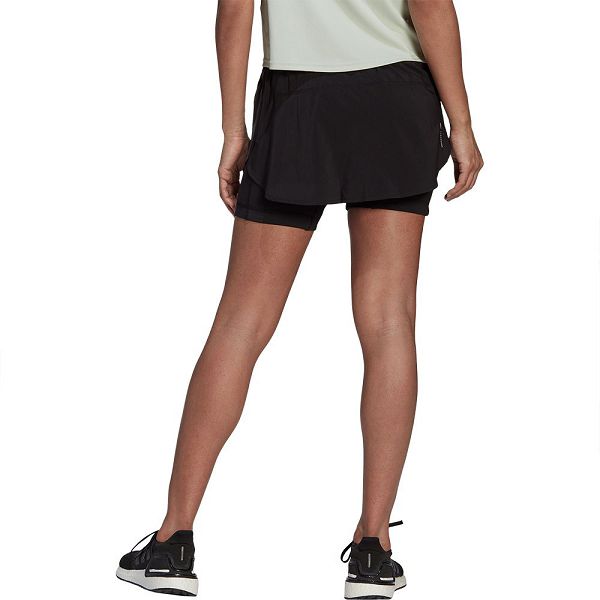 Black Women's Adidas Run Icons 3 Stripes Shorts Pants | 5416970-IB