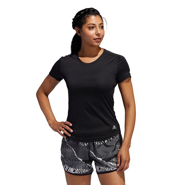 Black Women\'s Adidas Run It Short Sleeve T Shirts | 7851934-HR