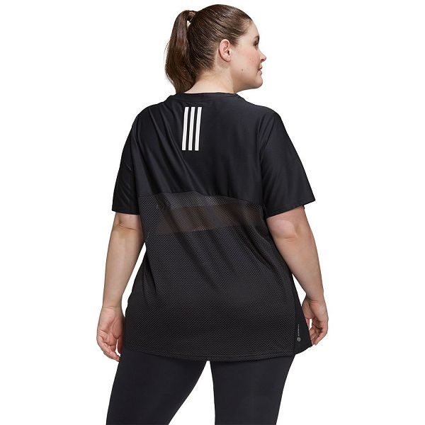 Black Women's Adidas Runner Big Short Sleeve T Shirts | 4852973-EL