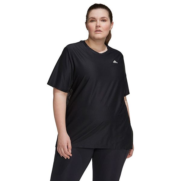 Black Women\'s Adidas Runner Big Short Sleeve T Shirts | 4852973-EL