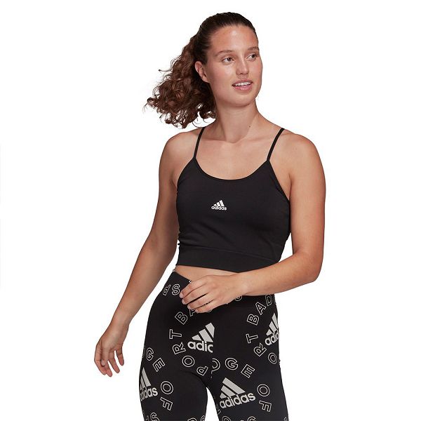 Black Women's Adidas SML Sports Bra | 1926538-TL