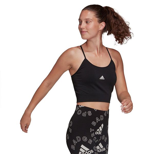 Black Women's Adidas SML Sports Bra | 1926538-TL