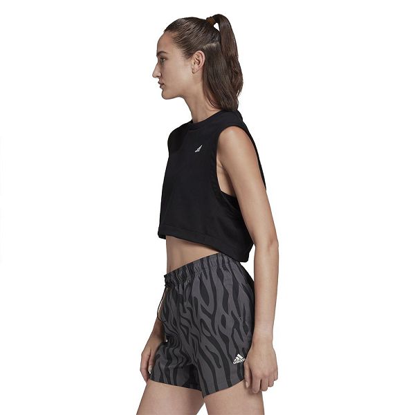 Black Women's Adidas Studio Sleeveless T Shirts | 6405387-ME