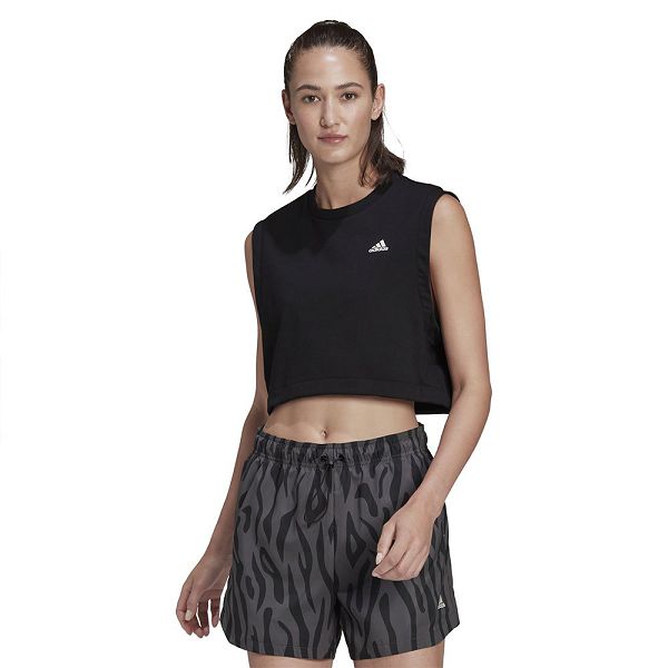 Black Women's Adidas Studio Sleeveless T Shirts | 6405387-ME