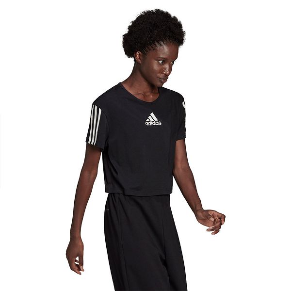 Black Women's Adidas TC Short Sleeve T Shirts | 7069134-BU