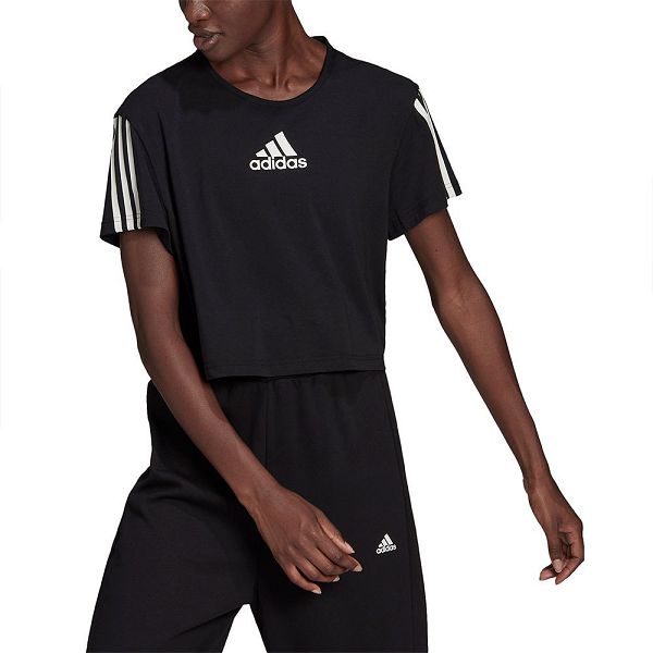 Black Women\'s Adidas TC Short Sleeve T Shirts | 7069134-BU