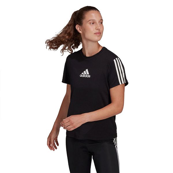 Black Women's Adidas TC Short Sleeve T Shirts | 8216073-QB