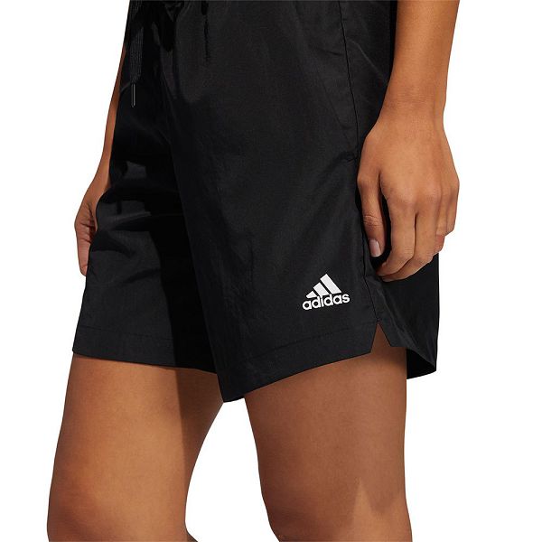 Black Women's Adidas Woven-Length Short Pants | 6318504-AK