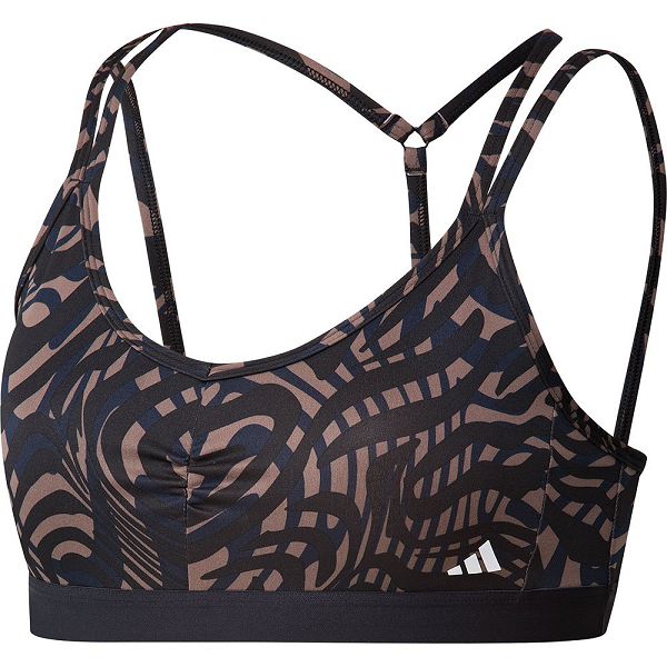 Black Women\'s Adidas Yoga Ess Ls Aop Sports Bra | 8154270-ID