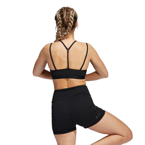 Black Women's Adidas Yoga Essentials Light-Support Sports Bra | 5107968-NF