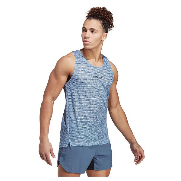 Blue Men's Adidas Agr Sleeveless T Shirts | 3704581-LJ