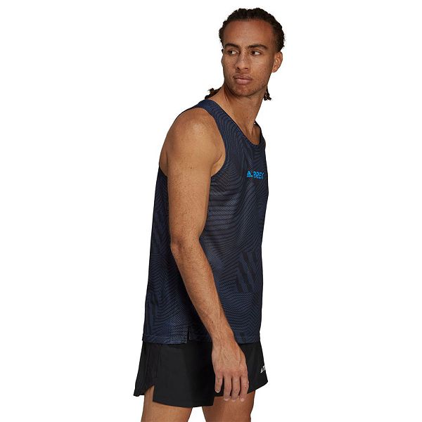 Blue Men's Adidas Agravic Sleeveless T Shirts | 8054613-DA