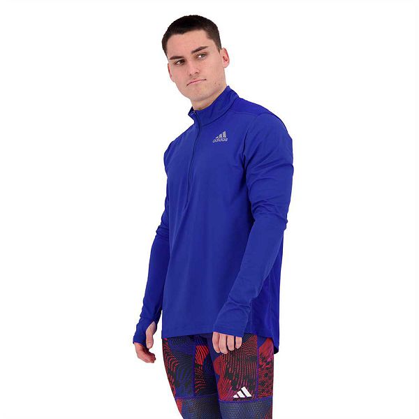 Blue Men's Adidas Own The Run HL6000 Long Sleeve T Shirts | 8326107-QP