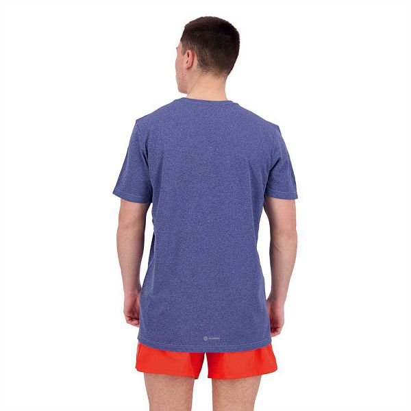 Blue Men's Adidas Own The Run Heather Short Sleeve T Shirts | 5849307-UB