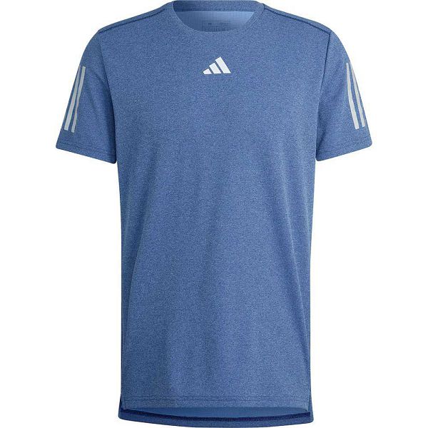 Blue Men's Adidas Own The Run Heather Short Sleeve T Shirts | 5849307-UB