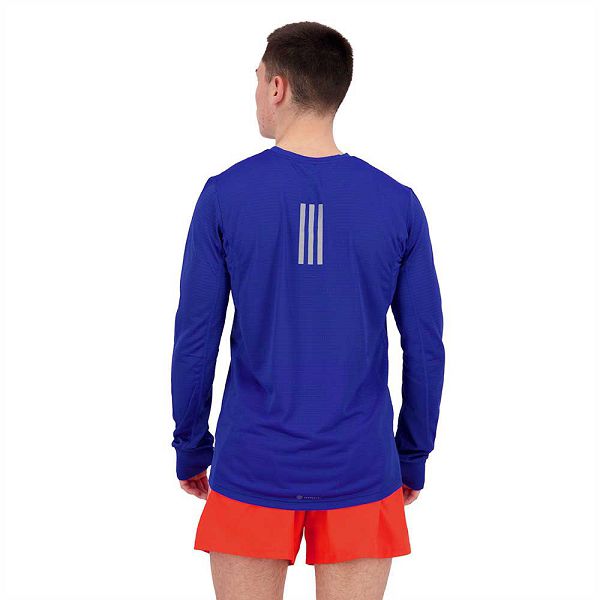 Blue Men's Adidas Own The Run Long Sleeve T Shirts | 0365712-VW