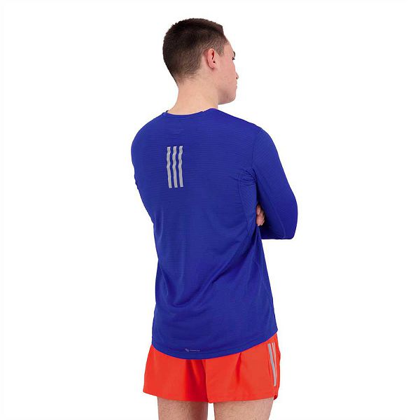 Blue Men's Adidas Own The Run Long Sleeve T Shirts | 0365712-VW