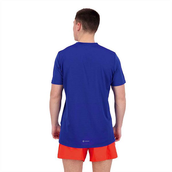 Blue Men's Adidas Own The Run Short Sleeve T Shirts | 0698357-AO