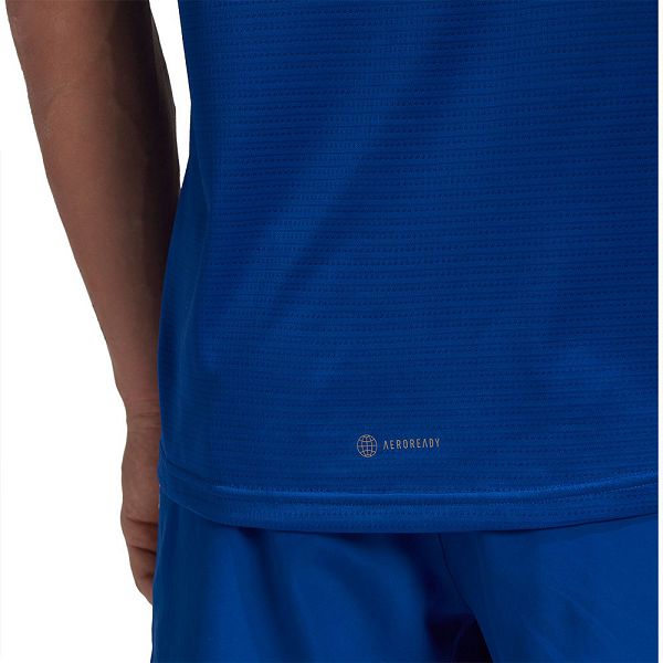 Blue Men's Adidas Own The Run Short Sleeve T Shirts | 0698357-AO