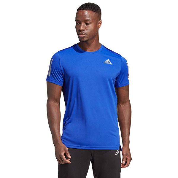 Blue Men\'s Adidas Own The Run Short Sleeve T Shirts | 2856930-QZ