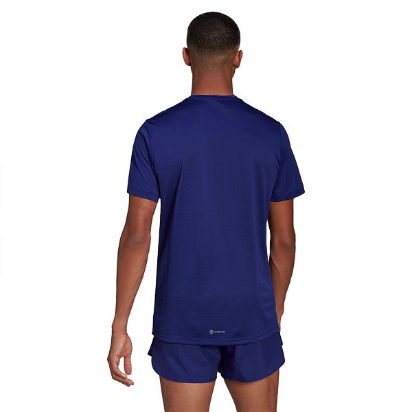 Blue Men's Adidas Own The Run Short Sleeve T Shirts | 3784105-BU