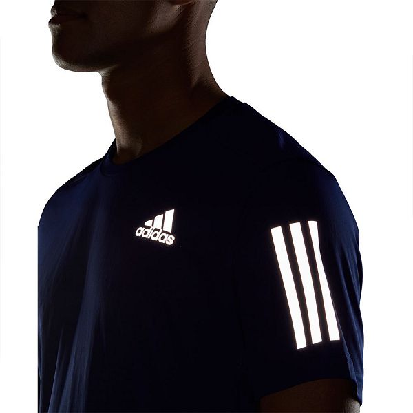 Blue Men's Adidas Own The Run Short Sleeve T Shirts | 3784105-BU