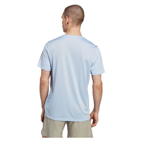 Blue Men's Adidas Own The Run Short Sleeve T Shirts | 6183427-AW