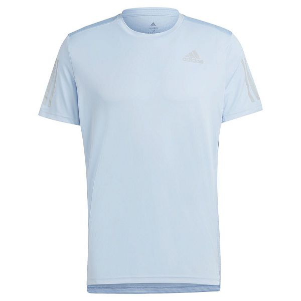 Blue Men's Adidas Own The Run Short Sleeve T Shirts | 6183427-AW