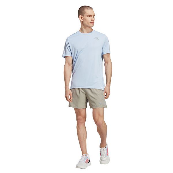 Blue Men's Adidas Own The Run Short Sleeve T Shirts | 6183427-AW