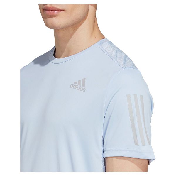 Blue Men's Adidas Own The Run Short Sleeve T Shirts | 6183427-AW