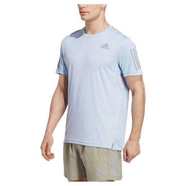 Blue Men\'s Adidas Own The Run Short Sleeve T Shirts | 6183427-AW