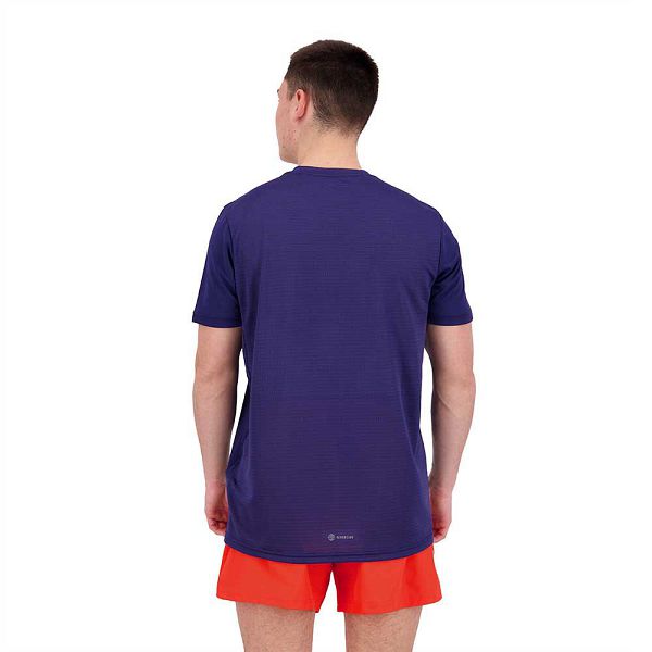 Blue Men's Adidas Own The Run Short Sleeve T Shirts | 6413790-XC