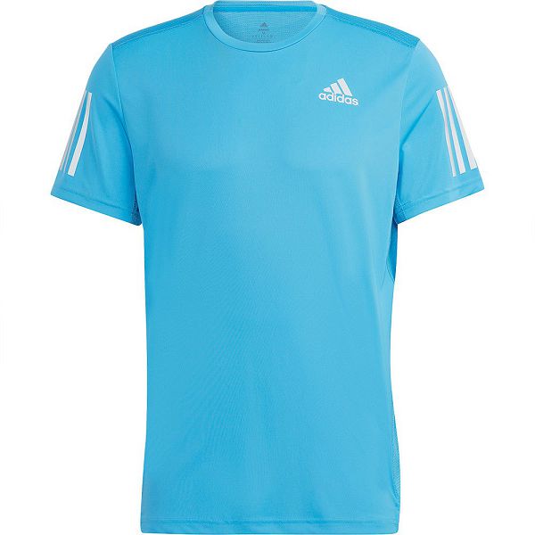 Blue Men's Adidas Own The Run Short Sleeve T Shirts | 9843075-KW