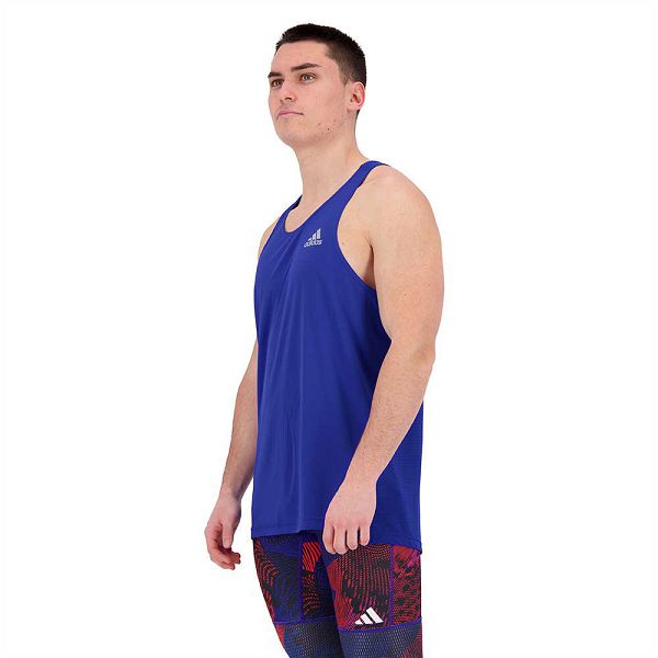 Blue Men's Adidas Own The Run Sleeveless T Shirts | 2961847-NZ