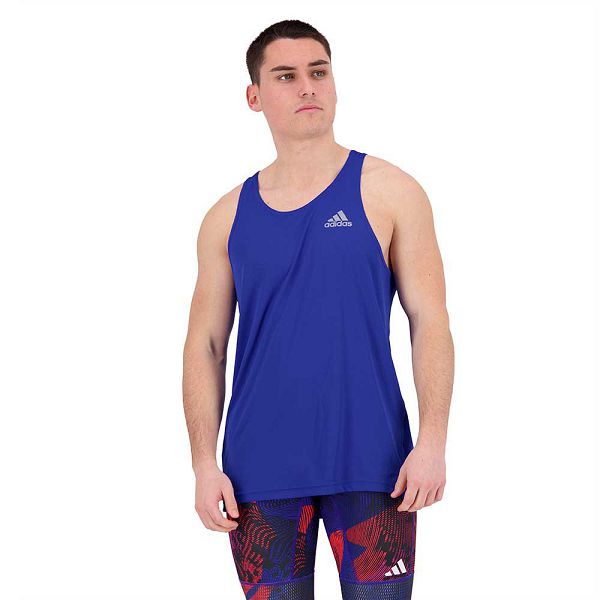 Blue Men\'s Adidas Own The Run Sleeveless T Shirts | 2961847-NZ