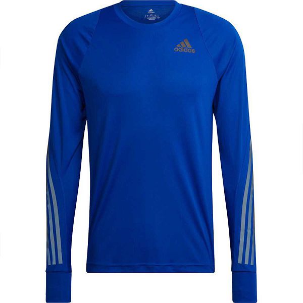 Blue Men's Adidas Run Icon Full Reflective 3 Stripes Long Sleeve T Shirts | 5319068-IT