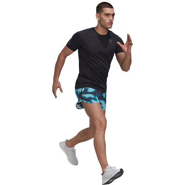 Blue Men's Adidas Run Icons Shorts Pants | 9157804-LS